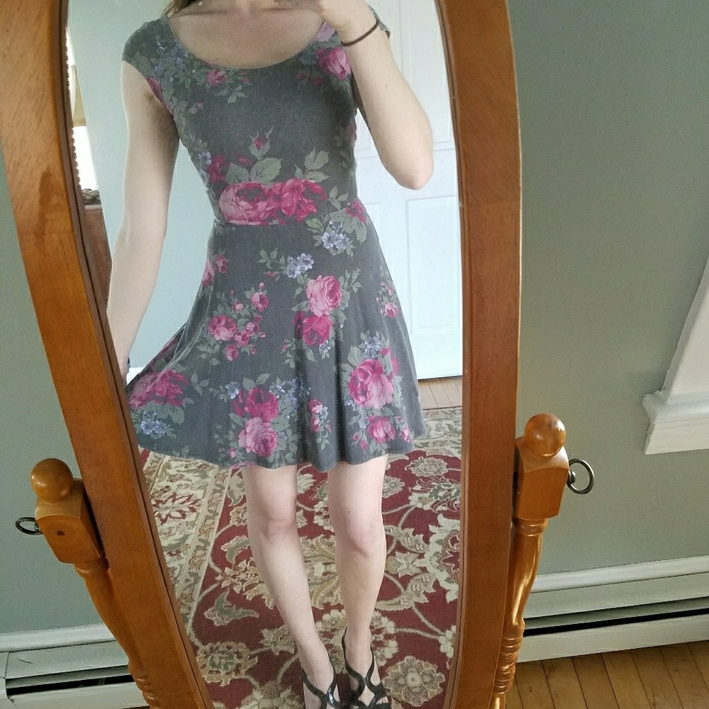 Cross back floral skater dress